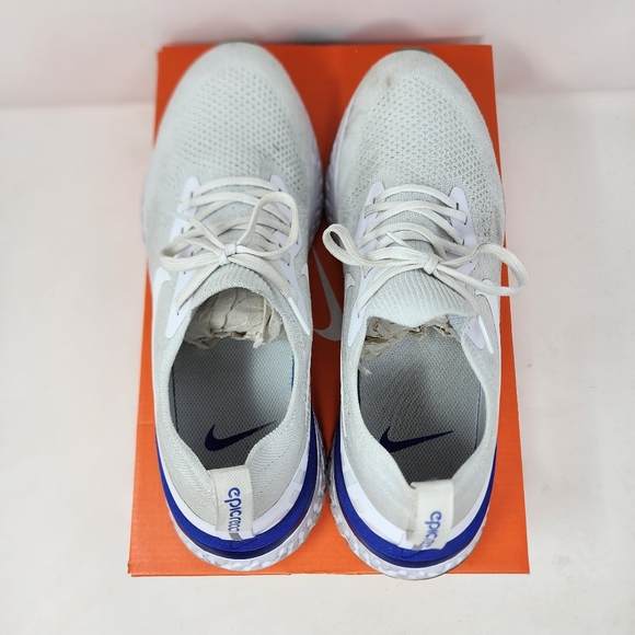 Nike Epic React Flyknit White Racer Blue 2018 AQ0070 100 Women's 11.5 Men's 10 - Picture 3 of 11